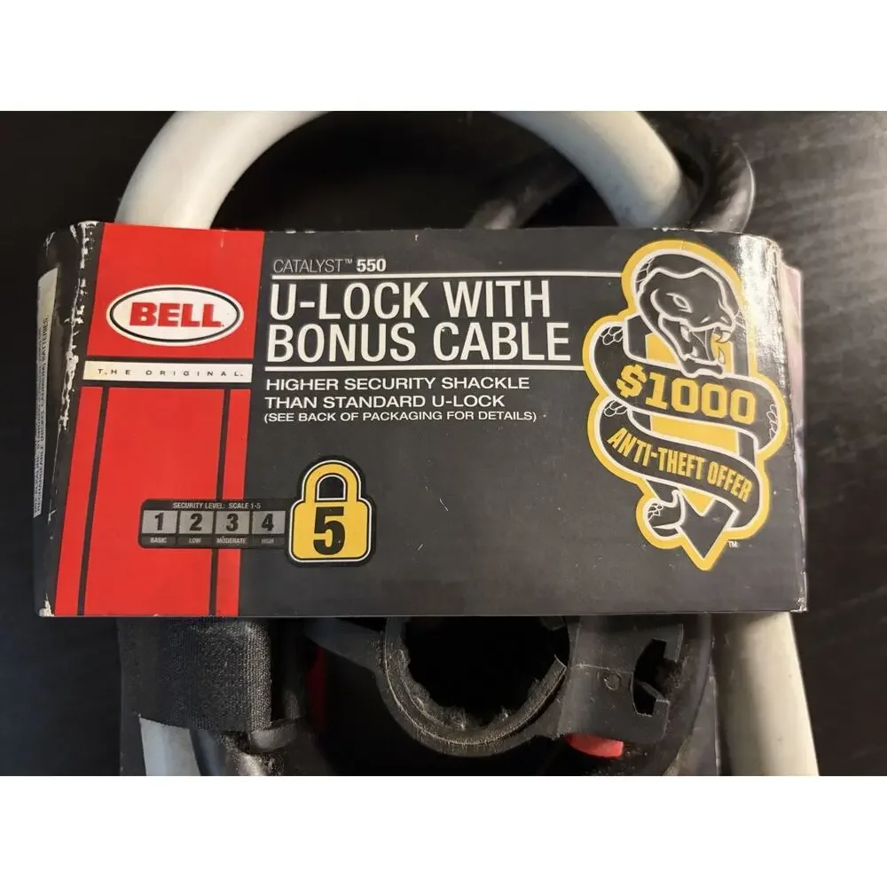 BELL Sports Catalyst 550 9.25" Hardened Steel Shackle U-Lock w/ Bonus 4 ft Cable - Picture 2 of 9